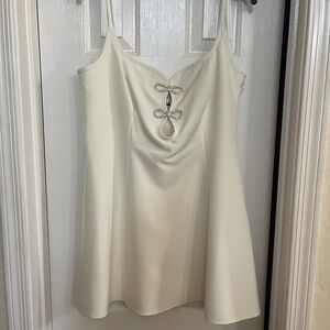 GIANNI BINNI IVORY DRESS RHINESTONE BOWS SZ 10 ORIG $189